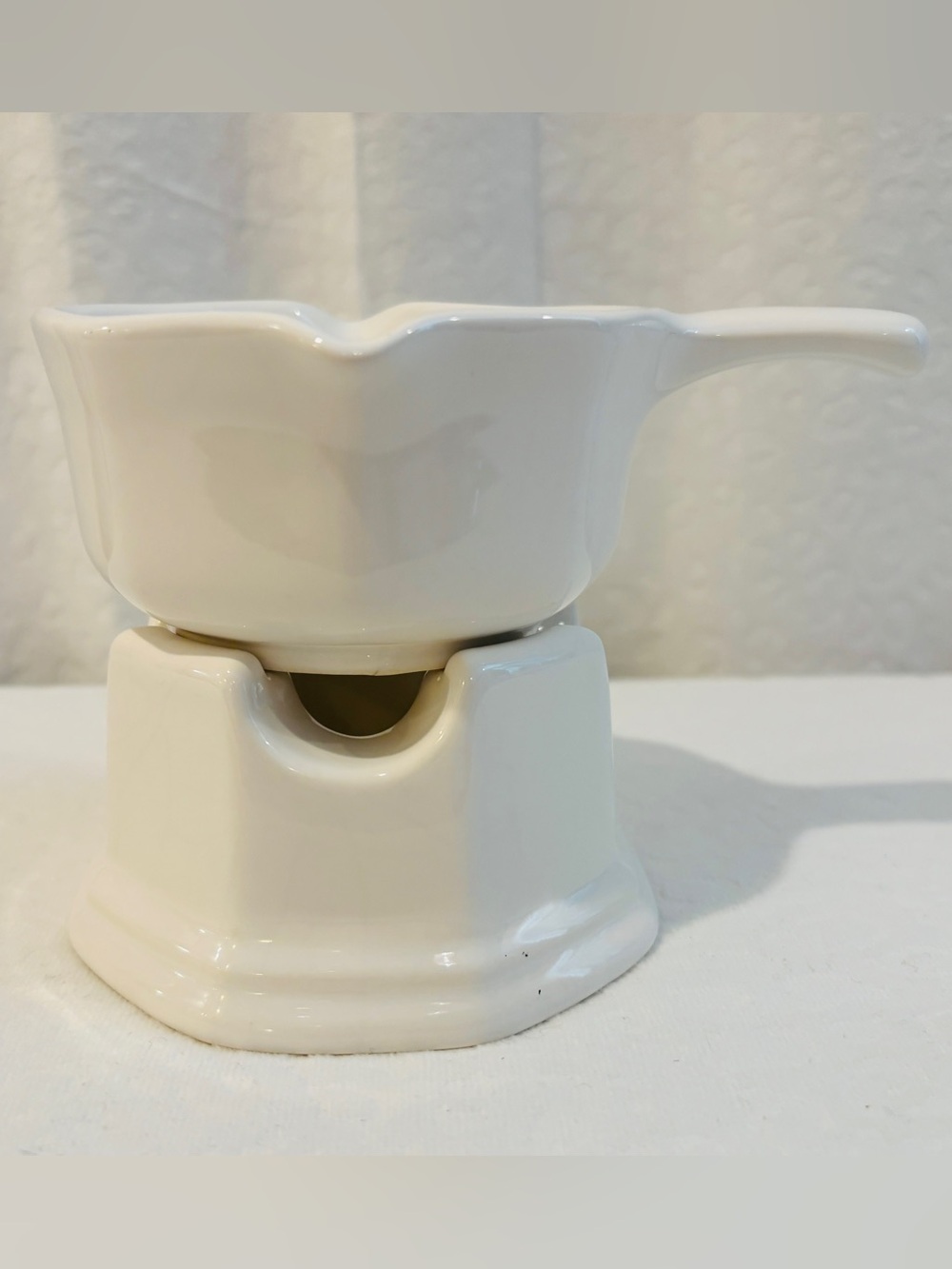 Vintage Pfaltzgraff USA Individual Fondue Pot Butter Warmer White Ceramic